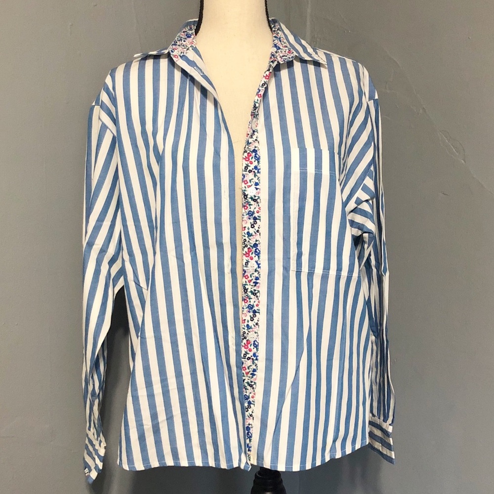 VINTAGE “Sportables” Striped Blouse with 🌸 Lining